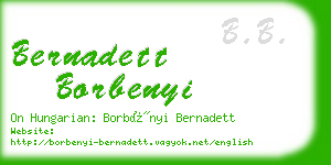 bernadett borbenyi business card